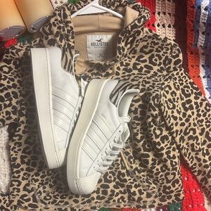 Adidas Women's White Sneakers with Zebra Pattern